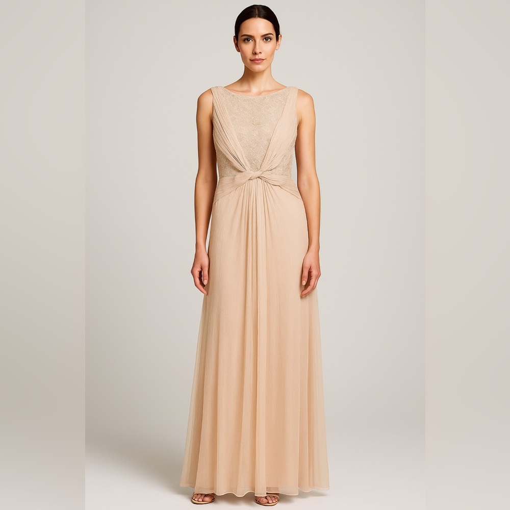 Tadashi Shoji Collection Silk Beaded Sleeveless Blush Gown 12